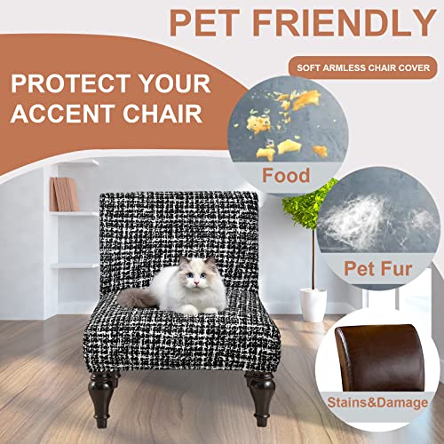 Image of Eco-Ancheng Armless Chair Slipcover Removable Armless Accent Chairs Covers Washable Armless Slipper Chair Slipcover Printed Armless Chair Furniture Protector Covers for Living Dining Room Hotel