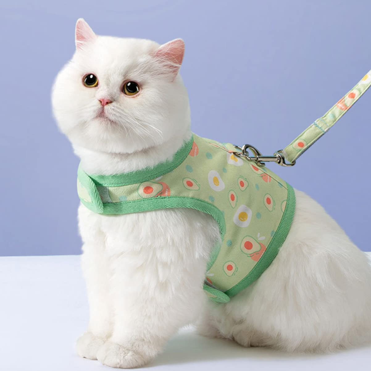 Happyyami 4juegos Arnés y Correa para Gato con Diseño De Aguacate Arnés y Transpirable para Cachorros y Gatitos para Paseos Al Aire y Entrenamiento Mediano