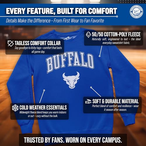 Image of NCAA College Sweatshirt Fleece Crewneck Pullover for Men and Women | Officially licensed NCAA college gameday crewneck pullover - 9 oz fleece lined sweatshirt with arch and logo design