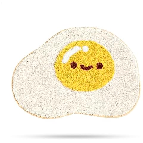 Molesun Egg Bath Mats, Soft and Absorbent Microfiber Bath Rugs, Non-Slip Shaggy Shower Carpet, Machine Wash Dry, Soft Shower Rugs for Bathroom Floor, Tub and Shower, 20 x 31, Egg Cover