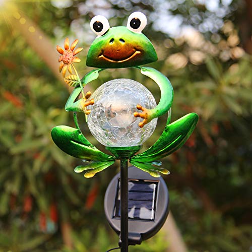 Litake Decorative Frog Garden Solar Lights Outdoor, Metal Frog Garden Decor for Outside Solar Stake Lights for Garden Lawn Ornaments Patio Yard Decorations