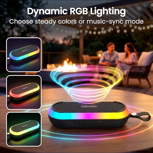 Image of GEARit Magnetic Golf Cart Bluetooth Speaker, 16W Loud Waterproof Portable Speaker, Wireless BT5.3 Golf Audio with RGB Light, TWS Pairing for Outdoor, Beach, Golf Accessories Gifts for Men