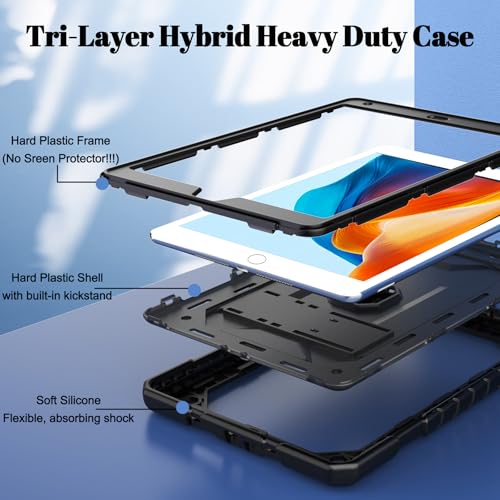 Image of Case for iPad 9th /8th /7th Generation 10.2 Inch, Black | Kickstand, Slim, Heavy Duty, Shockproof, Rugged Protective Case Cover