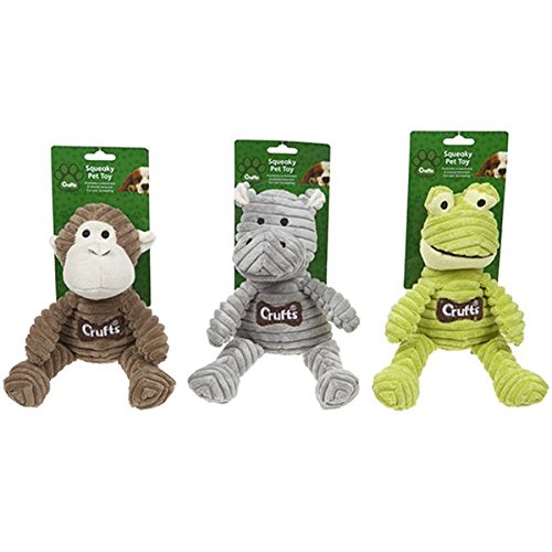Msc013169 - Crufts Corduroy Squeaking Animal Pet Toy 1 Supplied
