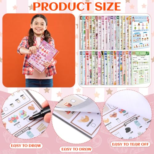 Image of Eaasty 36 Pack Kids Pretend Play Notepads 4x6 Inch,Mixed | 6 Career Themes Dental Police Vet Makeup Restaurant, 40 Pages per Notepad for Toddlers Imaginative Activity and Learning