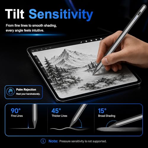 Image of HATOKU Stylus Pen for Apple iPad 2018-2026 for Note-Taking Drawing Black | 15Min Fast Charge iPad Pencil with High Precision, Tilt Sensitivity, Palm Rejection on iPad 6-11 /Air /Pro /Mini, No Pairing