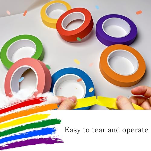 Image of 7 Rolls Colored Masking Tape,15 Yards x 0.6 Inch Painters Handmade Art Supplies Solid Color Washi Tape Rolls are Suitable for DIY Art Laboratory Labels Classroom Decorations 7 Colors - 300 Ft