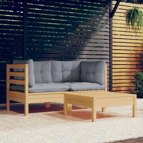 Iiaky Juego de Muebles de jardín 3 pzas y Cojines Muebles terraza Exterior Muebles de Jardin Mueble terraza Exterior Madera de Pino
