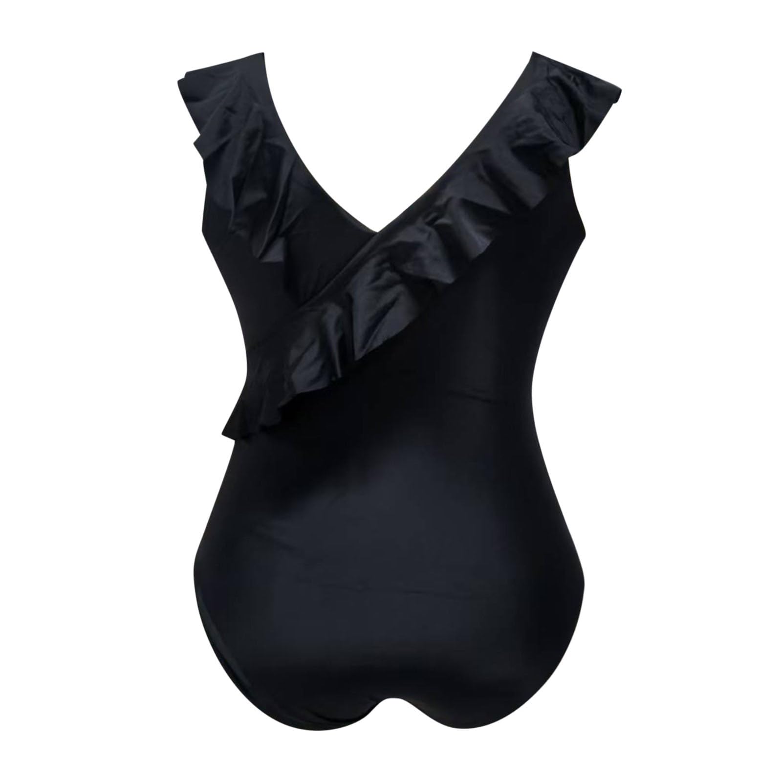 Damski strój kąpielowy z dekoltem w serek, letnia moda ramiączka talia, Hollow One, gładkie seksowne bikini, czarny, M