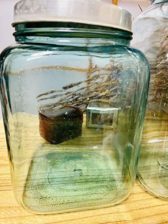 昭和レトロ　飴屋瓶　アルミ蓋付　ガラス瓶　気泡ビン　駄菓子　アンティーク　3個 昭和レトロ 飴屋瓶 アルミ蓋付 ガラス瓶 気泡ビン 駄菓子