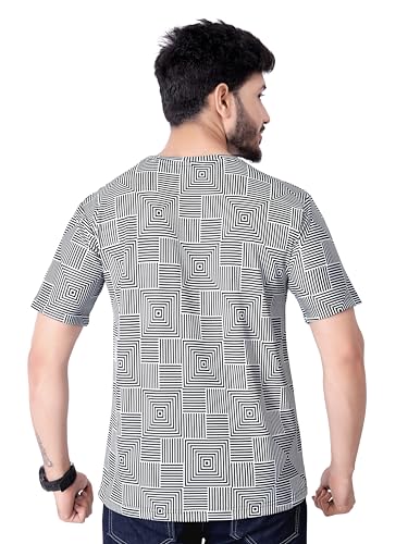 Image of Round Collar Cotton Poly Striped Printed T Shirt for Men Half Sleeve T-Shirt