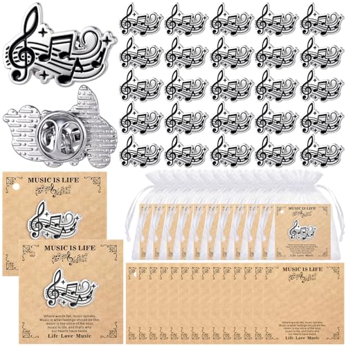 Image of Liliaafar 30 Pcs Music Note Lapel Pins Musical Note Band Award Pins Gifts Cards Bulk for Musician Music Lover Teacher Graduation Gifts for Students