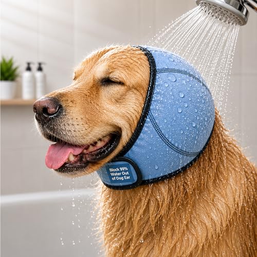 HOFi Dog Ear Cover for Bath: Waterproof Ear Protection to Keep Dog Ears Dry