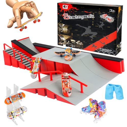 CS COSDDI Juego de accesorios para monopatín y rampa de dedo, juego de juguetes para monopatín de dedo, juego de juguetes para el parque de patines con rampa, parques para deportes de dedos, regalo