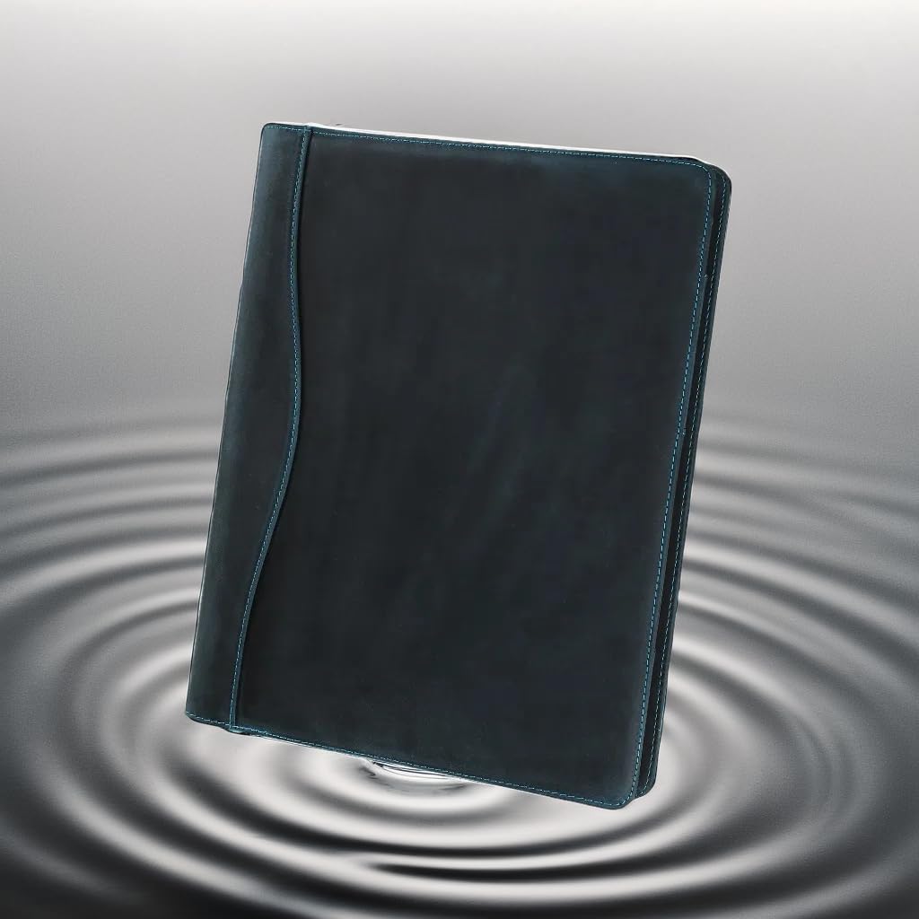 Portfolio-Mappe aus echtem Leder, für Linkshänder, Business-Organizer, Lebenslauf-Ordner, A4-Dokumentenmappe, Rechtsblock-Padfolio für Damen und Herren