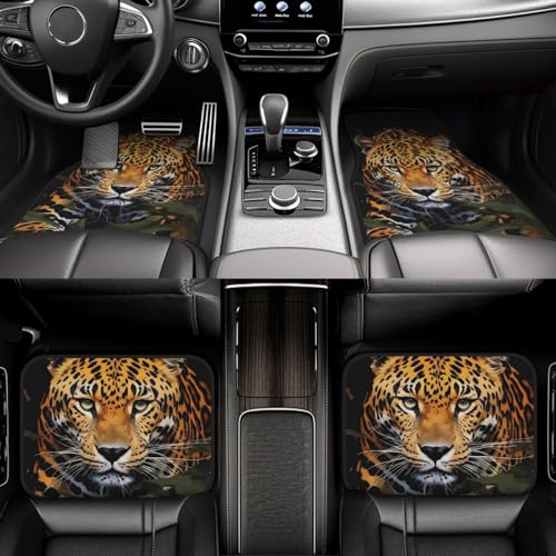 Tapis de sol voiture imperméables et antidérapants motif léopard