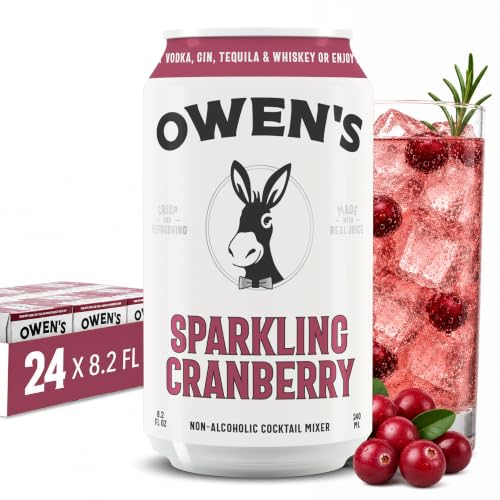 Image of Owen's Premium Non-Alcoholic Sparkling Cocktail and Mocktail Mixer, Drink Mixer for Cocktails, Mocktails, and Party Beverage, 24 Pack of 8.2 fl oz Cans (Sparkling Cranberry)