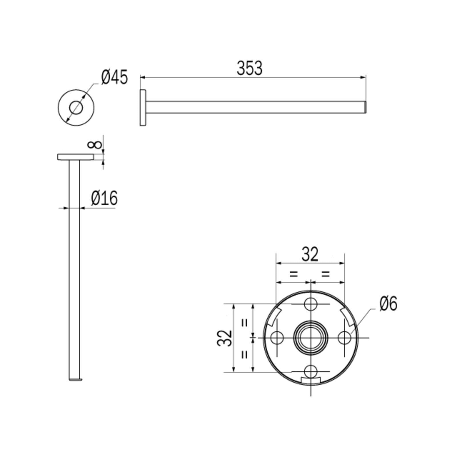 INDA - Porta Asciugamani Fisso a Bandiera One L.35 cm Nickel Spazzolato