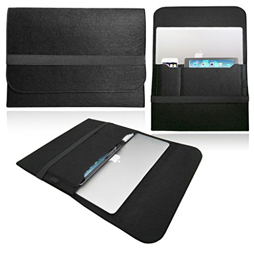 NXET® Laptop Sleeve for 15-Inch to 15.6-Inch NoteBook MacBook Pro/Pro Retina Display/Acer/Lenovo with iPhone/iPad Mini Case Cover (15 Inch, Black)