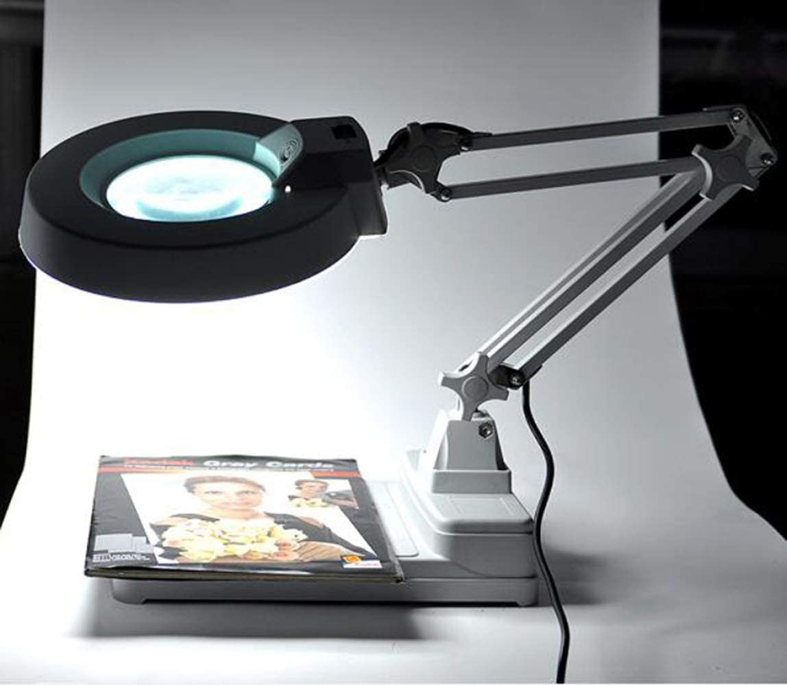 Lupa, 3X/5X/8X/10X Lupa grande con luz LED con soporte - Diseño plegable con lámpara LED - La mejor lupa de manos libres con luz para lectura, manualidades, pasatiempos, banco de trabajo Taste of home
