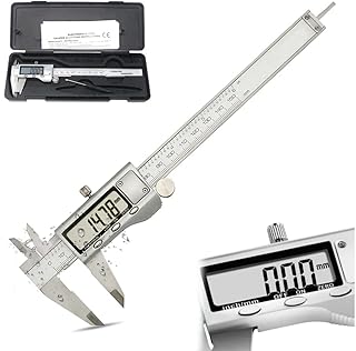 Digital Caliper,6 Inch Stainless Steel Vernier Caliper with LCD Screen and IP54 Waterproof Protection,Electronic Vernier Caliper Measuring Tool-Inch/Millimeter Conversion