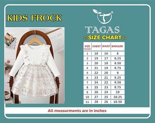 Image of Tagas Girls' Dress|Elegant Beige Baby Girl Dress with Lace Ruffles & Floral Embroidery - Long Sleeve Princess Birthday Party Dress | Comfortable & Stylish Kids Wear| PartFrock for Kids |