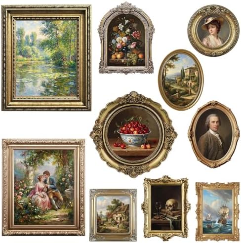 Xuhal 10 Pcs Gold Vintage Picture Frames for Wall, Flat Printed P...