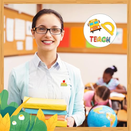 Image of Giegxin 40 Pcs Teacher Enamel Pins Bulk for Backpacks Teacher Appreciation Gifts Cute Lapel Brooches Pins for Clothes Bags School Accessories