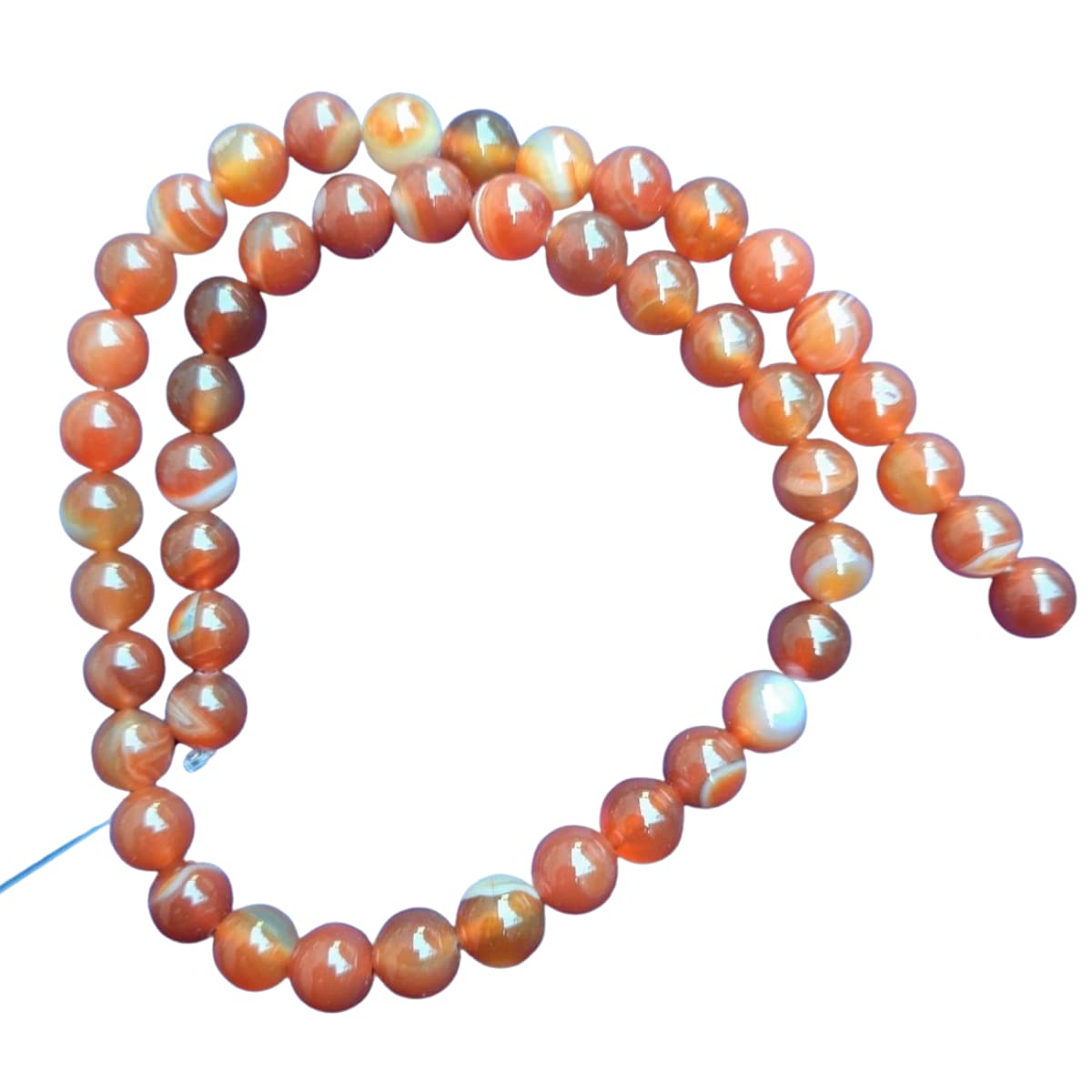 Maitri ExportMaitri Export Natural Crystal - Stone/Beads/Gemstone 8mm Round Loose Beads in String for Making Necklace/Jewelry/Bracelet/Mala (Carnelian)