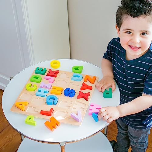 Image of New Classic Toys Puzzle Alphabet Educational Wooden Toys For 2 year old Boy And Girl Toddlers Learn the Alphabet