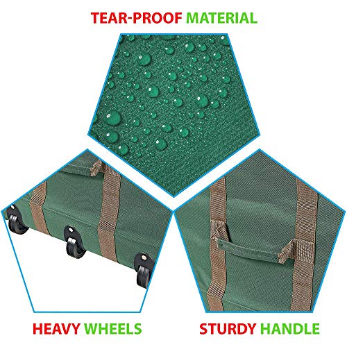Propik Rolling Christmas Tree Storage Bag, Fits Up To 9 Foot Tall Disassembled Trees, 25" X 25" X 60", Extra Large Heavy Duty Xmas Container With Wheels, Handles And Straps (Green) #TOP3