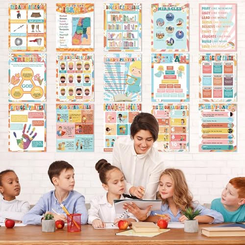 gisgfim Cartazes bíblicos hippie para sala de aula, pôsteres religiosos, 35,5 x 28,5 cm, em livros d