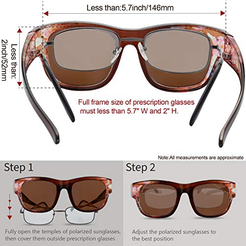Image of The Fresh High Definition Polarized Wrap Around Shield Sunglasses for Glasses - Leather Eyeglasses Case