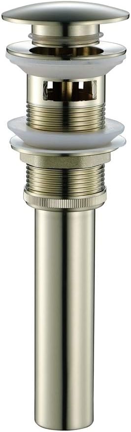 Drain Stopper Brass Basin Sink Waste Slotted Pop Up Click Clack Sprung Plug with Overflow for Bathroom Faucet Vessel Vanity Sink Tap,Jstonegray