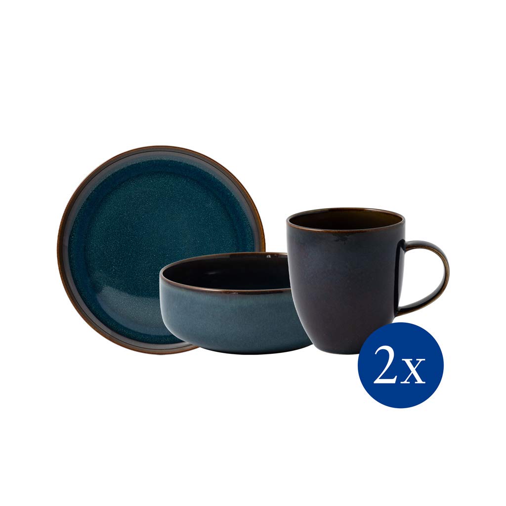 like. by Villeroy & Boch Crafted Denim set da colazione, 6 pz., per 2 persone, blu