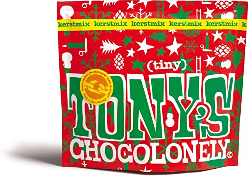 Tony's Chocolonely Tiny Chocolade Kerst Uitdeelzak - 3 Smaken: Melk, Hazelnoot en Wit - 20 Kleine Chocolaatjes in Geschenkverpakking - Kerst Cadeau - 6 x 180 Gram - Fairtrade Chocolade - Image 3