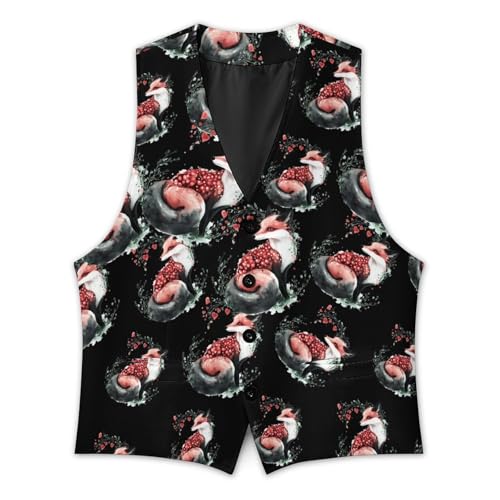 Watercolor Fox Trendy Vest Suit for Men V Neck Formal Dress Waistcoat Vests Business Slim Fit2