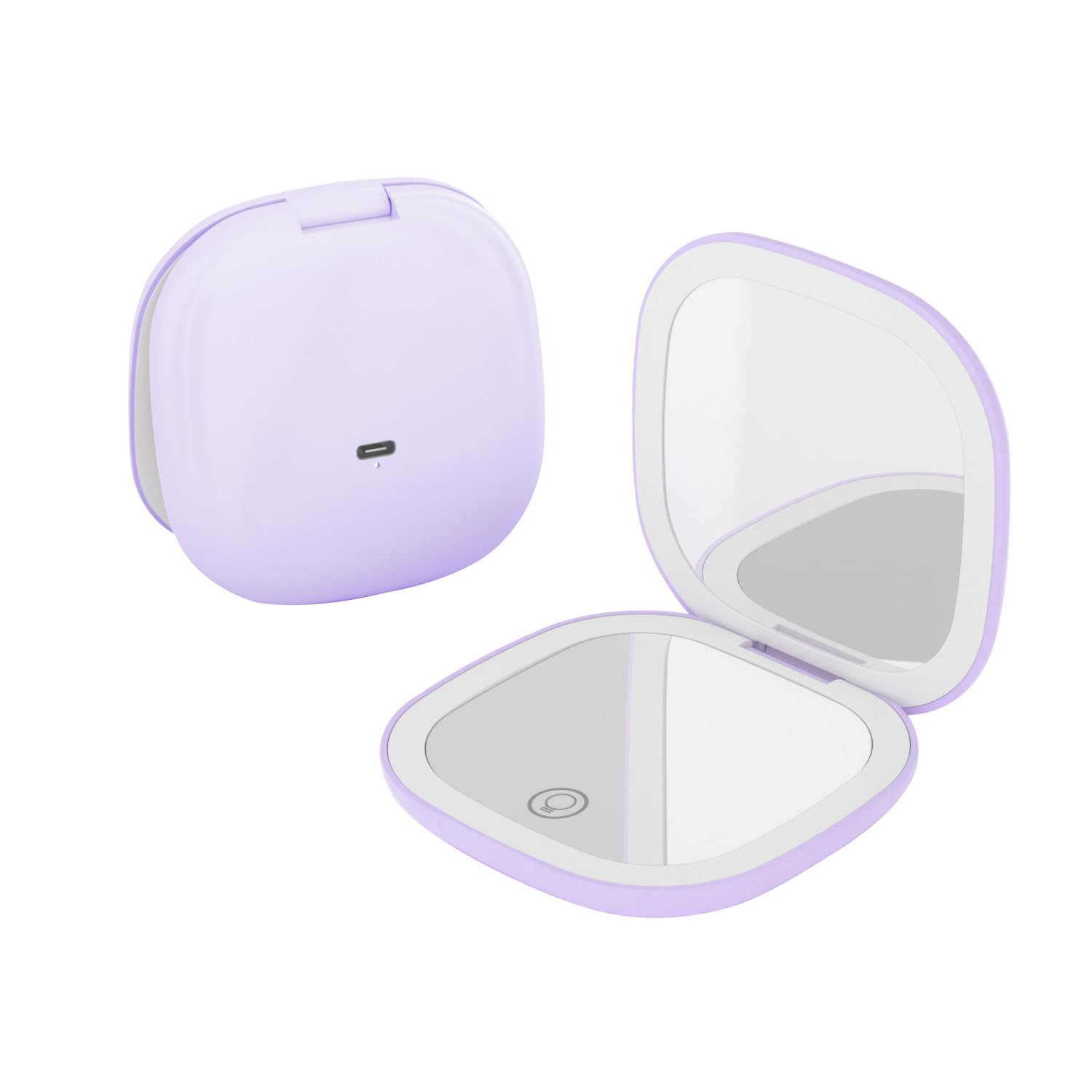 Espejo de Maquillaje Compacto con Luz LED 5X Recargable USB-C 3 Modos de Color Brillo Regulable Táctil