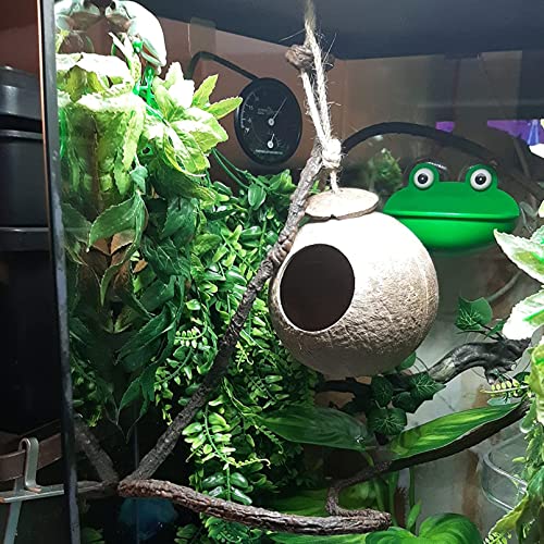 Image of Crested Gecko Coconut Hide Natural Lizard Coco Hut Reptile Hanging Nest Flexible Vine Habitat Decoration Bearded Dragon Terrarium Accessories for Chameleon Tree Frog Snake Hermit Crab