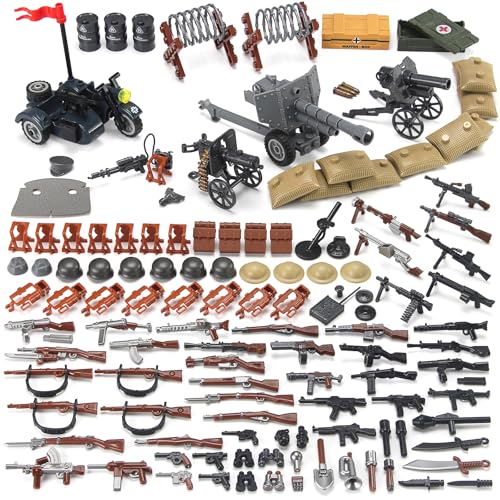 Feleph WW2 Military Weapons Pack Toy Building Set for Soldier Figures Bricks Model Army Equipment...
