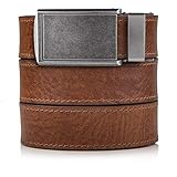 Top Grain Walnut Leather Belt with Graphite Buckle