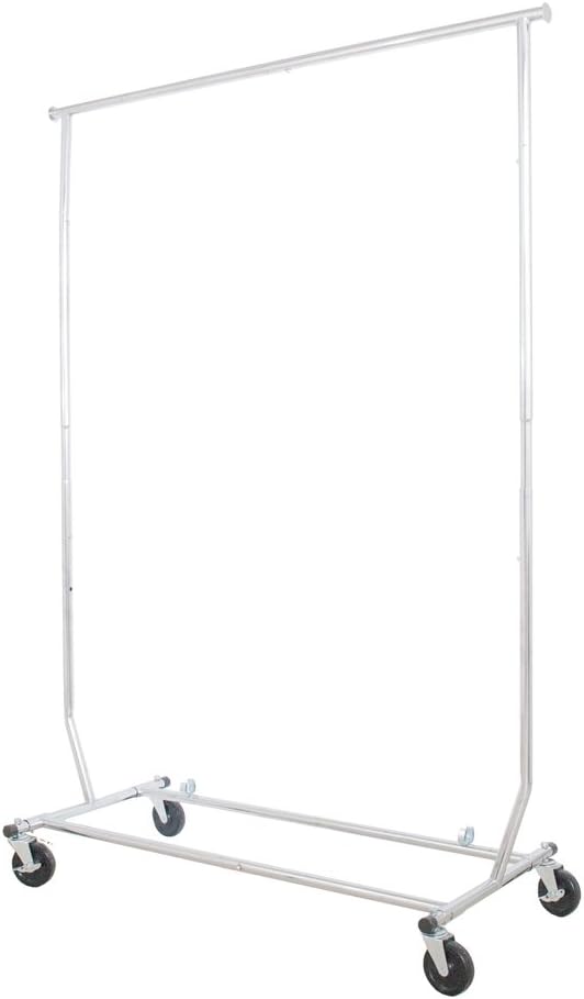 ForHauz Commercial Clothes Garment Rack Single or Double Rail, Expendable Adjustable Telescopic Rolling, Chrome Finish
