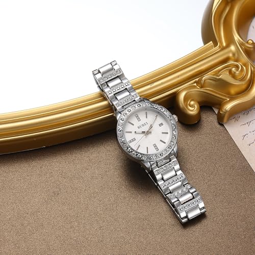 BUREI Luxury Women's Diamond Watch, Analog Stainless Steel Quartz Waterproof Women's Watch4