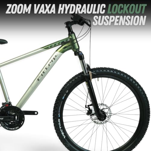 Image of FitTrip Legend Z 27.5T MTB Cycle | 6061 Aluminium Alloy Frame | Shimano Altus Drivetrain | SL-M315 3x8-Speed Shifters | Zoom HLO Suspension | Clarks 160mm Double Disc Brakes (Green Aura)
