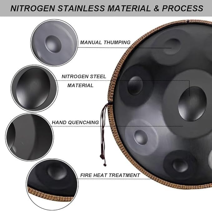 Handpan - Tamburo D Minor Kurd 9/10/12 Note in acciaio per prestazioni professionali, 432 Hz/440 Hz, adatto per musicisti e principianti