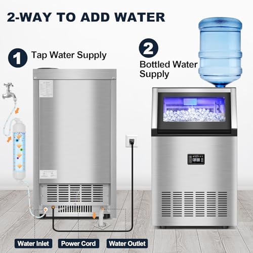 Image of Commercial Ice Maker Machine, 160 lbs /24H with 30 lbs Storage Bin