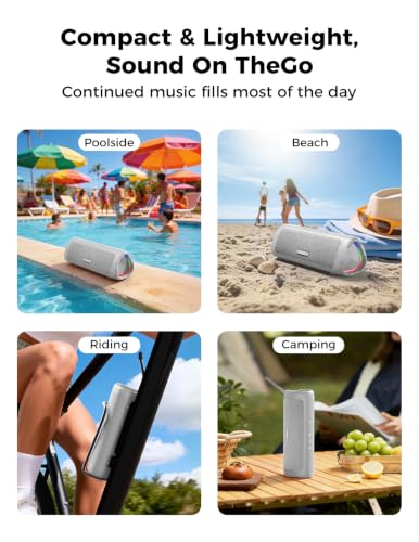 Image of Bluetooth Speaker, 20W HD Sound, Portable Wireless, IPX5 Waterproof, Up to 24H Playtime, TWS Pairing, for Home /Party /Outdoor /Camping /Beach Essentials, Electronic Gadgets, Birthday Gift (Grey)
