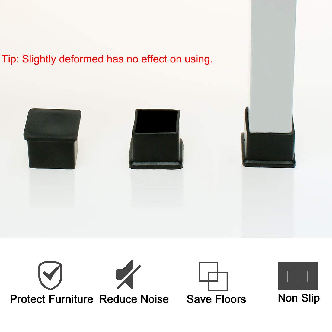 Uxcell Rubber Furniture Leg Caps, 4Pcs 35x35mm Rectangle Chair Leg Tips...