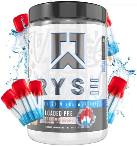 Ryse Loaded Pre Workout Powder Supplement for Men & Women | Pumps, Energy, Focus | Beta Alanine + Citrulline | 390mg Caffeine | 30 Servings (Freedom Rocks)