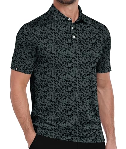 ZITY Mens Print Polo Shirts Short Sleeve Moisture Wicking Shirts for Men Golf Tennis Daily Casual Collared T-Shirt